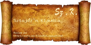 Sztoján Klaudia névjegykártya